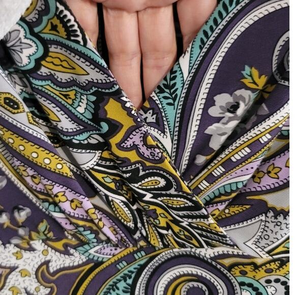 Carmen Carmen Marc Valvo Faux Wrap V-Neck Paisley Print Dress Small - Picture 5 of 9